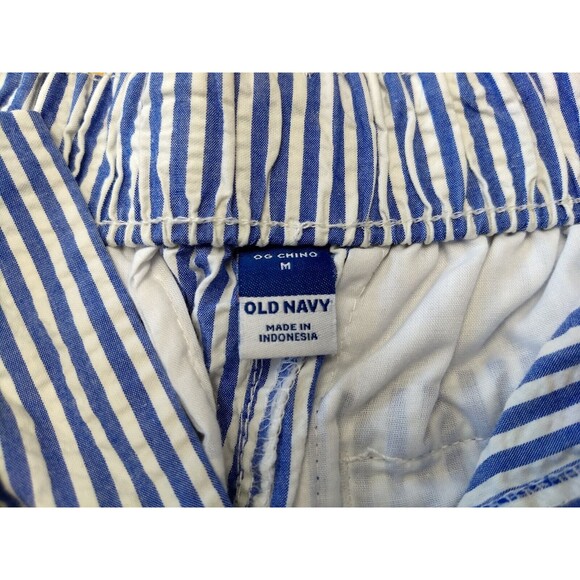Old Navy OG Chino Womens Shorts Medium Seersucker Blue White Stripes Pockets Zip - Picture 6 of 16
